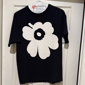Marimekko Black Tee with White Floral Design